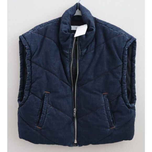 IRO Paris AP600 Women's Sz 36 US S Dark Blue Denim Cabray Sleeveless Vest - Picture 1 of 9
